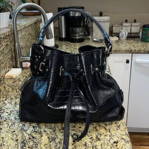 EUC Authentic Marc Cross Croc Embossed Hobo Bucket Handbag